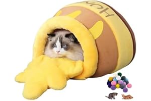 POPUPWAVE Cat Beds for Indoor Cats with Covered, Cute Cat Nest Honey Pot Shape Cat Sofa, Warming Cozy Faux Fur Multifunctional Soft Pet Bed Suitable for Cats and Dogs