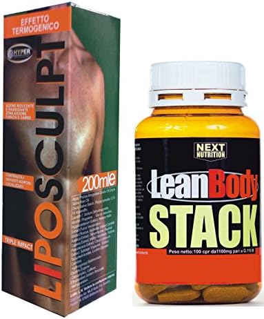 Slimming Kit: + 1 Package of Stack Lean Body 100 gr Tablets 110, + 1 pack Lipo Sculpt 200 ml ABS Cream, termogénico, Useful for weight loss, lose weight, burn fat for energy