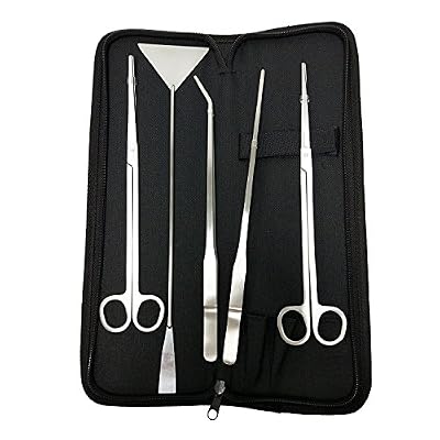Signstek 5 en 1 Ciseaux Aquarium, Tank Tweezers Ciseaux Ensemble d'outils de spatule,en Acier inoxydable,Aquascaping outil pour Aquarium