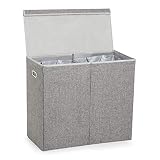Cesto para Ropa Plegable con 2 Compartimentos, 66 x 34 x 58.5 cm Cesto Ropa...
