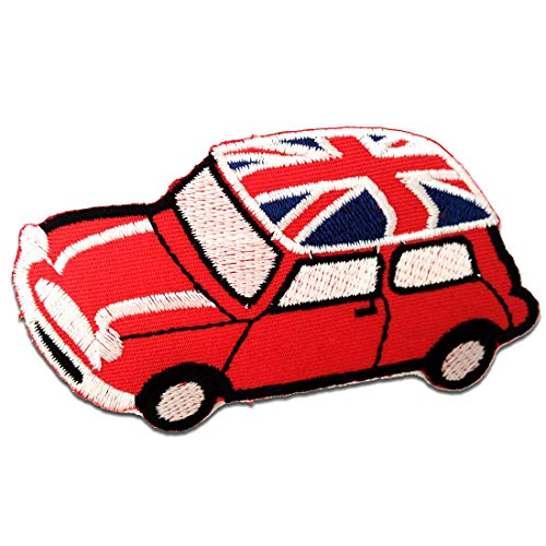 Parches - Mini Cooper UK - rojo - 7,5x5,3cm - termoadhesivos bordados aplique para ropa