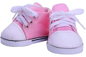 Aeromdale Puppe Schuhe Einfarbig Leinwand Schnürschuhe für 18 Zoll Amerikanische Puppe Mädchen 43cm Puppe Geschenke - Rosa - 1 Paar