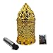 Produktbild SOUQ24 Dekorative Orientalische Laterne Stil Metall Räucherstäbchen/Backofenbrenner + gratis 10er-Packung Holzkohle & Bakhoor Räucherstäbchen-Pulver, Gold, 12 x 23 cm