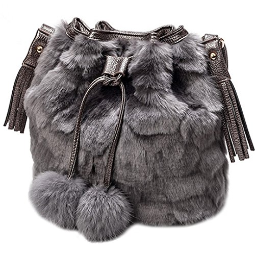 faux fur bucket bag