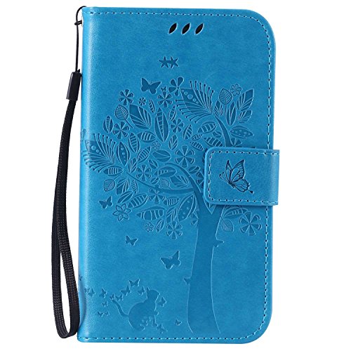 Guran® Funda de Cuero Para Samsung Galaxy Grand Neo Plus / Grand Neo (i9060) Smartphone Función de Soporte con Ranura para Tarjetas Flip Case Cover-azul