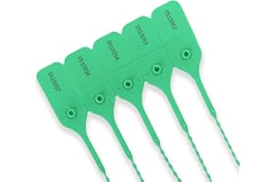 JW PRODUCTS 100 X Green Security Tags Numbered Pull Ties Secure Anti-Tamper Seals