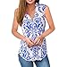 Produktbild OSYARD Damen Art und Weise beiläufiges Sleeveless Weste-Behälter-Oberseiten V-Ansatz Druck-Tank Tops Bluse(EU 48/XL, Blue)
