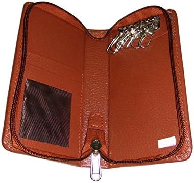 Essart PU Leather Keychain with Zipp Closure-Brown