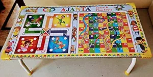 Cloudeal 2 in 1 Wooden Ludo Snake and Ladder Bed Study Laptop Support Board Game Table for Kids Multicolour - S023