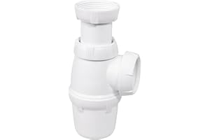 SOMATHERM FOR YOU, Siphon d'évier réglable en hauteur 45-90mm, plastique blanc, évacuation Ø40mm, débit 60L/min, joint intégré, fixation écrou 40/49, garde d'eau 50mm
