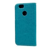 Huawei Nova Hülle YOKIRIN Schmetterling Blumen Muster PU Leder Schutzhülle Case Brieftasche Flipcase Cover Buchstil Klapptasche Kartenfächer Handyhülle Taschen für Huawei Nova mit Eingabestift Stylus Touch Pen in Blau - 