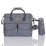 LCP Kids grosse Baby Wickeltasche RIO mit Wickelunterlage vielen Fächern Thermo Flaschenwärmetasche und Universal Haken als Kinderwagen Befestigung für unterwegs - 2