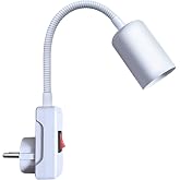 LAKONEI E27 Lamp Socket with Switch and Socket, Flexible Arm Plug Extension Adapter with Gooseneck Extension 360&deg; Rotation Ex