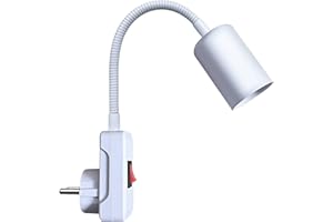 LAKONEI Lampara Enchufe Portalámparas E27 con Interruptor y Enchufe, Adaptador de Extensión de Enchufe Brazo Flexible Con Cuello de Cisne Extensión Rotación de 360° Portalámparas de Extensión