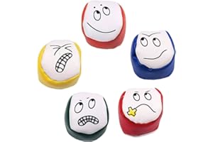 LAHVIUU Piłki do żonglerki dla początkujących, 5 sztuk piłeczek do żonglerki ze skóry PU, ze słodkim i zabawnym emotikonem, zabawna piłka dla dorosłych, dzieci, chłopców i dziewczynek