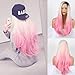 Produktbild Blue Bird Lange Natürliche gerade cosplay Perücken für Frauen Mädchen OMBRE Zwei Ton Halloween Lace Front Perücken mit gratis Teil Sexy Beauty weiß zu pink