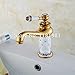 Produktbild Tourmeler Gold weißer Keramik mit Diamant Luxus Deck montiert Messing Waschbecken Bad Armatur Bt-1