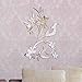 Walplus Mirror Wall Art  "Bird Tree"  Wall Stickers Removable Self-Adhesive Mural Decals Vinyl Home Decoration DIY Living Bedroom Office Décor Kids Room, Silver