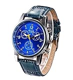 Pasabideak Herren Uhren, Man Fashion Luxus Kristall Edelstahl Analog Quarz Zifferblatt Armbanduhr Militär Zifferblatt Fitness Armbanduhr mit Krokodil Band Gurt aus Kunstleder für Herren