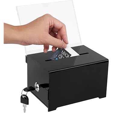 Scatola Donazioni Trasparente HMF 25x25cm - Urna Elettorale Con Chiave - Foto 7