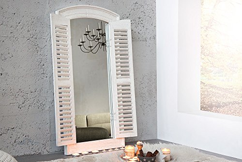 Romantischer Spiegel VIEW weiß 120 cm mit Fensterläden im Shabby Look Wandspiegel Standspiegel Landhaus-Stil - 2
