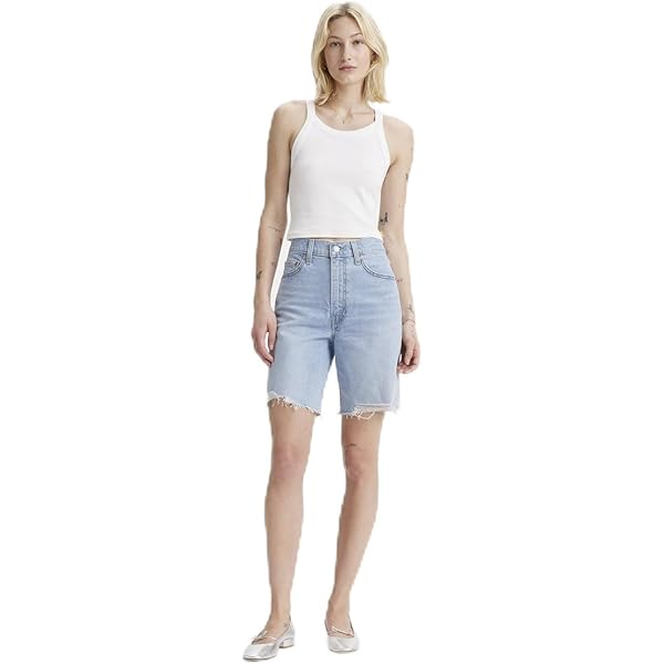 Levi's Dames Ribcage Denim Short Vervaagd Lichtblauw