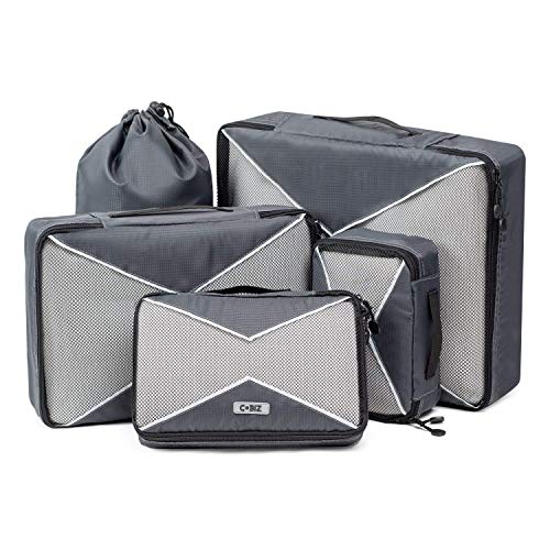 Ensemble-de-4-Cubes-dEmballage-Organisateur-de-Voyage-en-Maille-avec-Sac--LingeSac--Chaussures-et-2-sacs-de-Compression--conomie-dEspace-4Cubes-2Pochettes