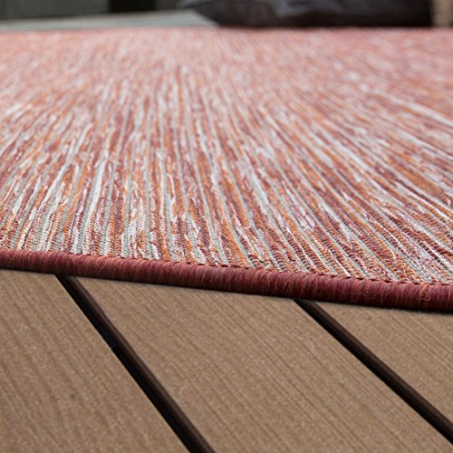 In- & Outdoor Flachgewebe Teppich Terrassen Teppiche Farbverlauf In Terracotta, Grösse:140×200 cm - 2