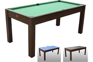 NG BILIARDI Tavolo Multigioco Advance 3 in 1 (185 cm) - Biliardo, Ping Pong e Tavolo da Pranzo - Disponibile in Color Legno o Bianco