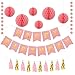 Produktbild Geburtstagsdeko Set Mädchen | Party Deko | Kindergeburtstag Deko | Happy Birthday Banner, Wabenbälle, Papier Girlande, Quasten Girlande aus Seidenpapier | Dekoration Geburtstag Rosa Gold