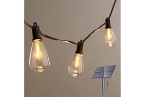 Kawaya Outdoor Festoon Lights Solar Powered Waterproof, with USB Charge Solar String Lights for Garden 9.5M LED Vintage Hanging Fairy Lights with 15+1 Edison Bulbs Warm for Gazebo Balcony Festival