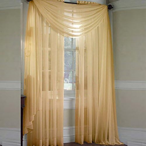 Bababy New Solid Color Voile Sheer Curtain Panel Window Curtains 100*200cm Ochre
