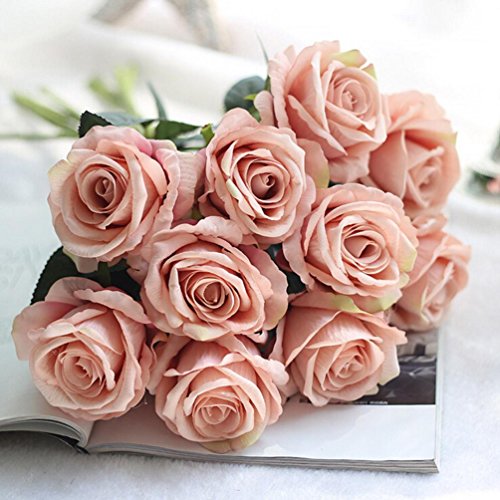 Hunpta 5 Stück künstliche Fake Rosen Flanell Blume Bridal Bouquet Hochzeit Party Home Decor (G) - 3