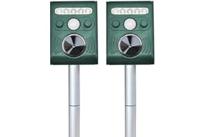 XIAXIA 2x Ultradźwiękowy odstraszacz zwierząt, wodoszczelny, z czujnikiem ruchu PIR, częstotliwość 12,5 – 25 kHz, błysk do odstraszania kotów, psów, ptaków, lisów, szczurów, kun