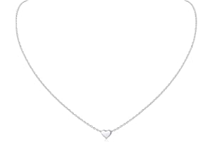 ChicSilver Collana Argento 925 Donna in Oro Bianco, Collana Donna Argento Oro Rosa con Cuore/Luna/Stella Lunga 41+5cm, Catenina Ciondolo Personalizzata Ragazza Bambina Amicizia Idee Regalo