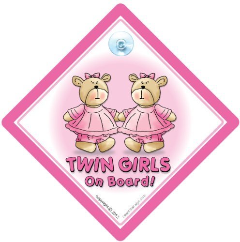 Twin On Board Car Sign, Twin Girls on Board Sign, Pink Bears, Twins On Board, Baby on Board Sign, Twins on Board Sign, baby on board, Twins, Baby Sign, Bumper Sticker, Car Sign, Decal, Grandchild