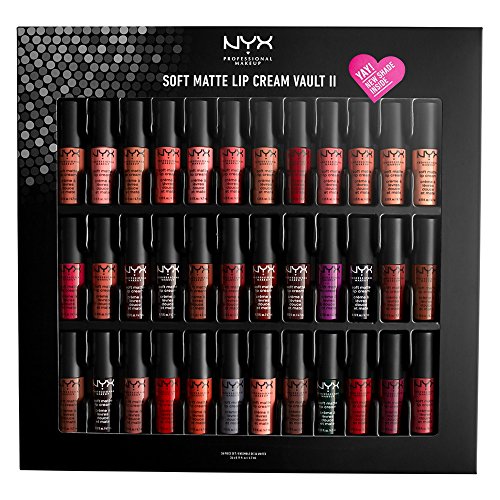 Juego de 36 barras de labios de Nyx, Vault II, en crema, colores suaves y mates, 36 tonos diferentes