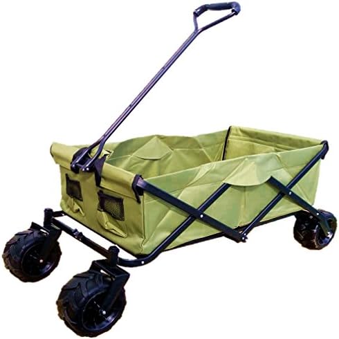 Ollies Trolleys UK OlliesTrolleys Rugged Festival Garden Camping Cart Trolley Offroad Wagon Large Capacity, Special Wide Wheels for Sand &amp; Mud, Unfolds in 5 sec. Incl. Tough Durable Insert - Green