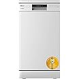 COMFEE' Freestanding Dishwasher CDWEF1034BW-UK 45cm Width, Slimline Dishwasher with 10 place settings, Quick Wash, Hygiene Wash, Delay Start, Half Load, Adjustable Basket - White