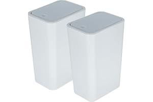 JF HOME BLISS 2PCS Slim Bathroom Bin with Lid – 10L Compact Plastic Rubbish Bin Set for Toilet, Bedroom, Office, Kitchen – Dog Proof Push-Button Waste Bins (Grey)