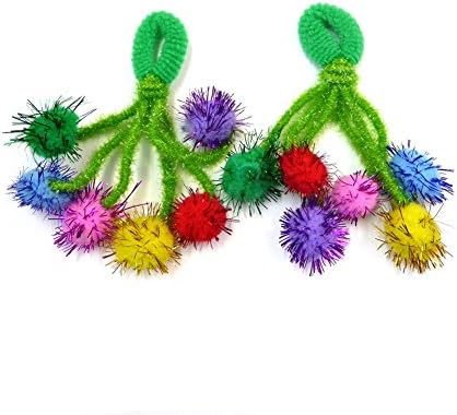 2 Elastic Hair rougecaramel with Pompom green