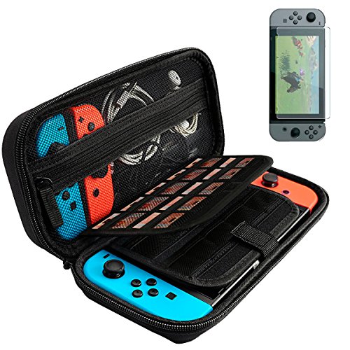 Preisvergleich Produktbild Nintendo Switch Tasche Jyoker Hartschalen Case mit Hartglas Schutzfolie,20 Netztasche Spielkarten-Täschen