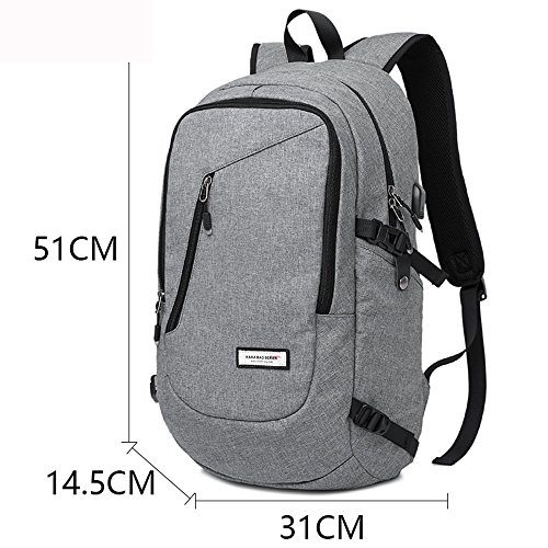 niuieme Slim Laptop Rucksack 50,8 cm Business Wasserabweisendes Polyester Laptop Rucksack mit USB-Ladeanschluss blau - 3