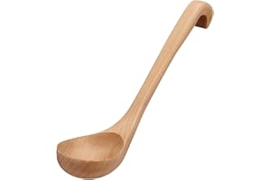 TsunNee Cucharón de sopa de madera, 1 pieza, Cuchara de madera natural, 28 cm de largo, Color Natural