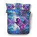 Produktbild JSDJSUIT Bettwäsche gesetzt Cielo Stellato Silhouette Unicorno Bettbezug-Set, Galaxy Bunte Al Galoppo Unicorno Disegno-Full 4St