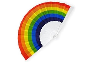 ZUWIJEQ 1 x rainbow folding fan, rainbow fan, rainbow fan, for rainbow decoration, pride month party decoration, wedding hand fan, for summer, women, men, party, wedding, hand fan