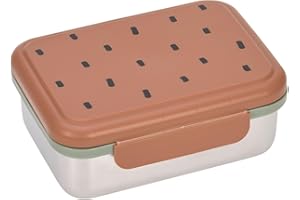 LÄSSIG Fiambrera para niños de acero inoxidable Fiambrera para el desayuno sostenible para el jardín de infancia/Lunchbox Happy prints caramel