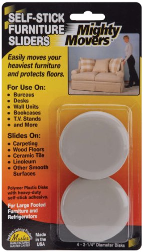 Mighty Movers Self-Stick Furniture Sliders-2.25 Round 4/Pkg by Master Manufacturing