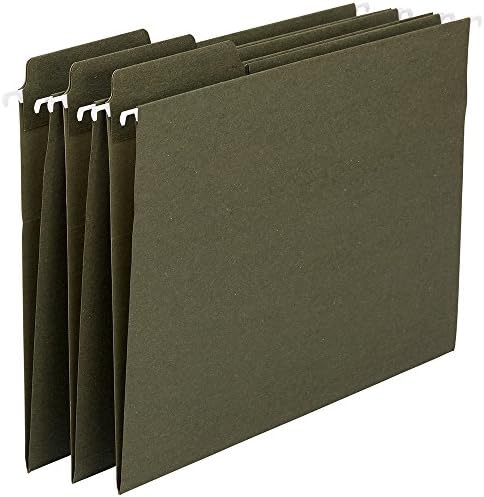 Smead 100% Recycled FasTab Hanging File Folder, 1/3-Cut Built-in Tab, Legal Size, Standard Green, 20 per Box (64137)