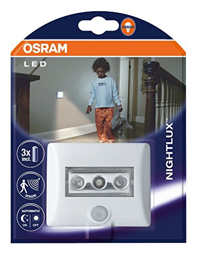 OSRAM LED-Licht mit Bewegungsmelder Nightlux LED-Nachtlicht / Dämmerungssensor / schwenkbar, batteriebetrieben, Tageslicht – 7000K, weiß, 2er Pack - 2